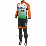2019 Abbigliamento Ciclismo Bardiani Csf Verde Arancione Manica Lunga e Salopette