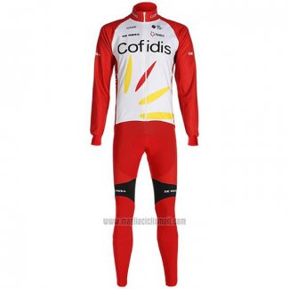 2020 Abbigliamento Ciclismo Cofidis Bianco Rosso Manica Lunga e Salopette