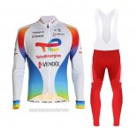 2021 Abbigliamento Ciclismo Direct Energie Bianco Rosso Giallo Blu Manica Lunga e Salopette