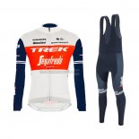 2021 Abbigliamento Ciclismo Trek Segafredo Bianco Scuro Blu Manica Lunga e Salopette