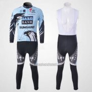 2011 Abbigliamento Ciclismo Saxo Bank Azzurro Manica Lunga e Salopette