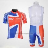 2012 Abbigliamento Ciclismo Sky Campione Regno Unito Arancione e Blu Manica Corta e Salopette