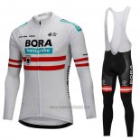 2018 Abbigliamento Ciclismo Bora Campione Austria Bianco Manica Lunga e Salopette