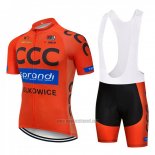 2018 Abbigliamento Ciclismo CCC Arancione Manica Corta e Salopette