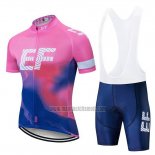 2019 Abbigliamento Ciclismo EF Education First Rosa Blu Manica Corta e Salopette