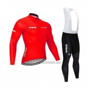 2020 Abbigliamento Ciclismo STRAVA Rosso Manica Lunga e Salopette