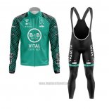 2020 Abbigliamento Ciclismo Vital Concept-BB Hotels Bianco Verde Manica Lunga e Salopette