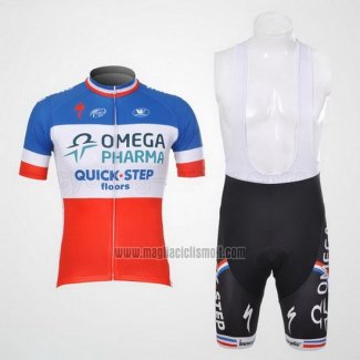 2012 Abbigliamento Ciclismo Omega Pharma Quick Step Campione Francia Manica Corta e Salopette