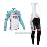 2014 Abbigliamento Ciclismo Bianchi Verde e Bianco Manica Lunga e Salopette