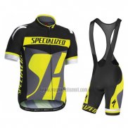 2016 Abbigliamento Ciclismo Specialized Grigio e Giallo Manica Corta e Salopette