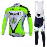 2016 Abbigliamento Ciclismo Tinkoff Verde e Nero Manica Lunga e Salopette