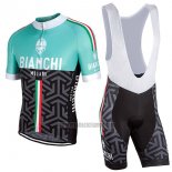 2017 Abbigliamento Ciclismo Donne Bianchi Nero e Verde Manica Corta e Salopette