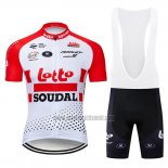 2019 Abbigliamento Ciclismo Lotto Soudal Rosso Bianco Manica Corta e Salopette