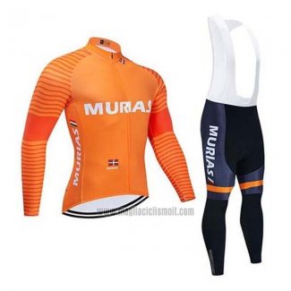 2020 Abbigliamento Ciclismo Euskadi Murias Arancione Manica Lunga e Salopette