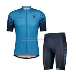 2021 Abbigliamento Ciclismo Scott Blu Manica Corta e Salopette