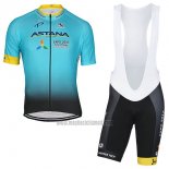 2017 Abbigliamento Ciclismo Astana Azzurro Manica Corta e Salopette