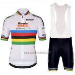 2018 Abbigliamento Ciclismo UCI Mondo Campione Leader Boels Dolmans Bianco Manica Corta e Salopette