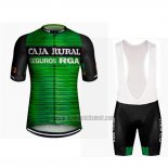 2019 Abbigliamento Ciclismo Caja Rural Verde Nero Manica Corta e Salopette