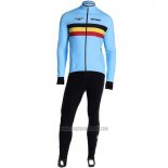 2020 Abbigliamento Ciclismo Belgio Azzurro Manica Lunga e Salopette