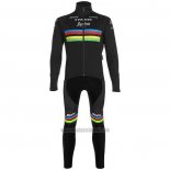 2020 Abbigliamento Ciclismo UCI Mondo Campione Trek Segafredo Nero Manica Lunga e Salopette