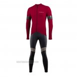 2021 Abbigliamento Ciclismo Nalini Scuro Rosso Manica Lunga e Salopette