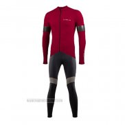 2021 Abbigliamento Ciclismo Nalini Scuro Rosso Manica Lunga e Salopette