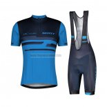 2021 Abbigliamento Ciclismo Scott Blu Nero Manica Corta e Salopette
