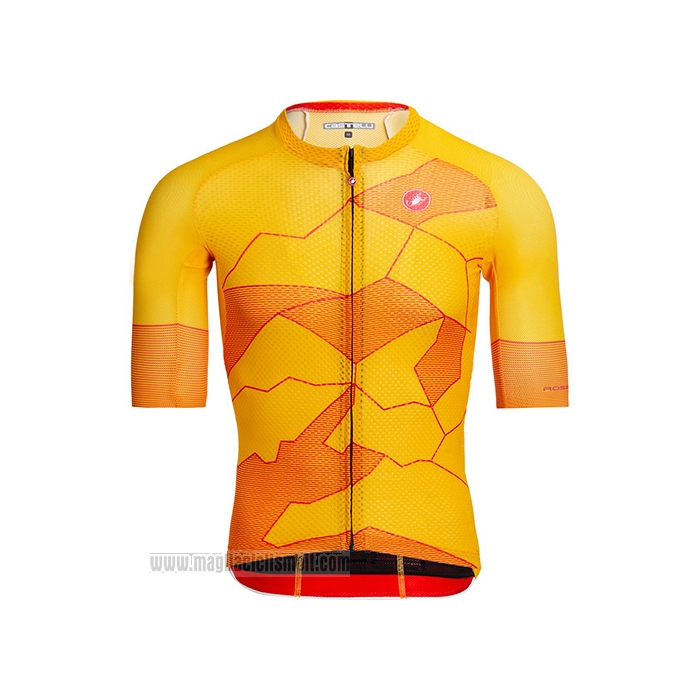2021 Abbigliamento Ciclismo Castelli Giallo Arancione Manica Corta e Salopette