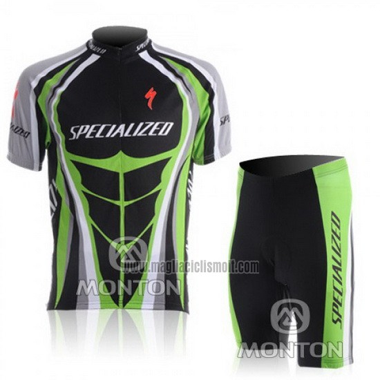 2010 Abbigliamento Ciclismo Specialized Verde e Nero Manica Corta e Salopette