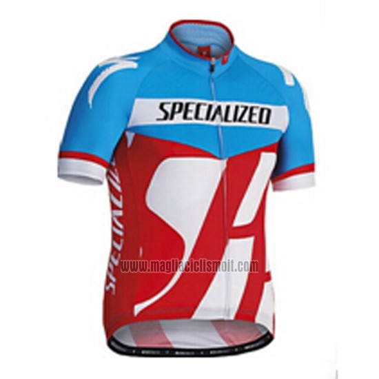 2016 Abbigliamento Ciclismo Specialized Celeste e Rosso Manica Corta e Salopette