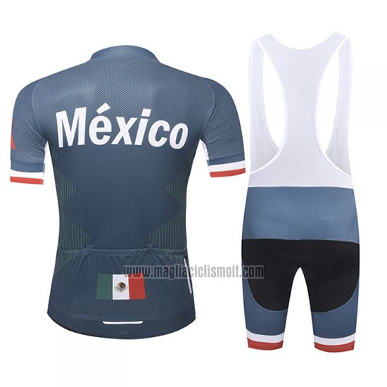 2019 Abbigliamento Ciclismo Messico Spento Blu Manica Corta e Salopette