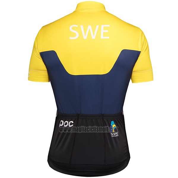 2017 Abbigliamento Ciclismo Svezia Giallo e Blu Manica Corta e Salopette