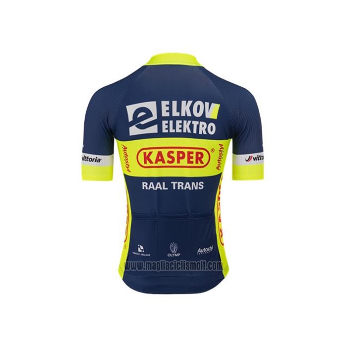 2020 Abbigliamento Ciclismo Elkov-Kasper Blu Giallo Manica Corta e Salopette