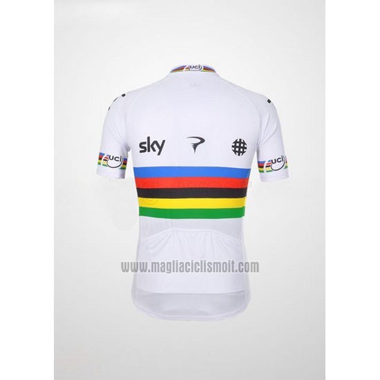 2012 Abbigliamento Ciclismo Sky UCI Mondo Campione Rosso e Bianco Manica Corta e Salopette
